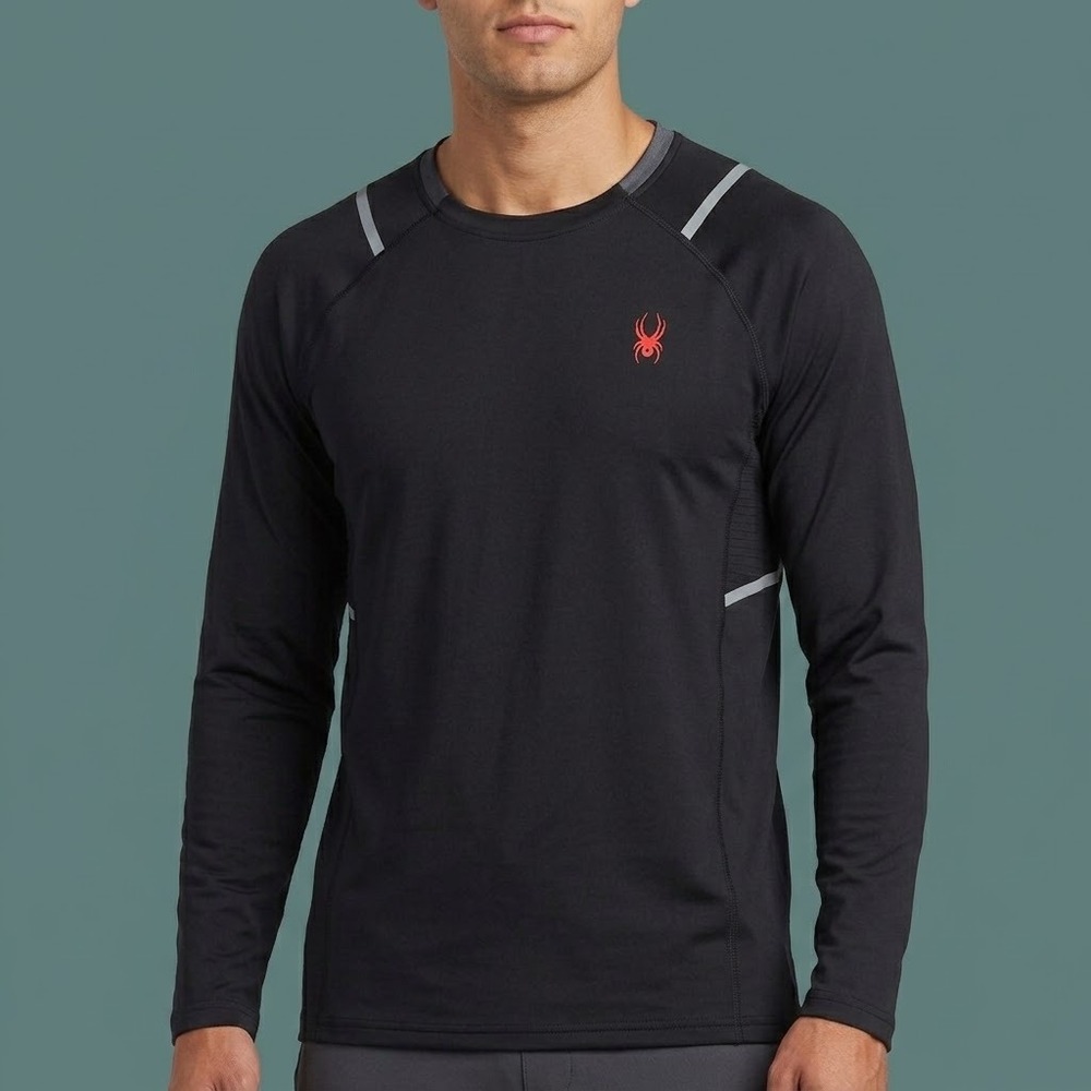 Spyder Active SPM100U Long Sleeve Performance Shirt Mens M Black EUC‎